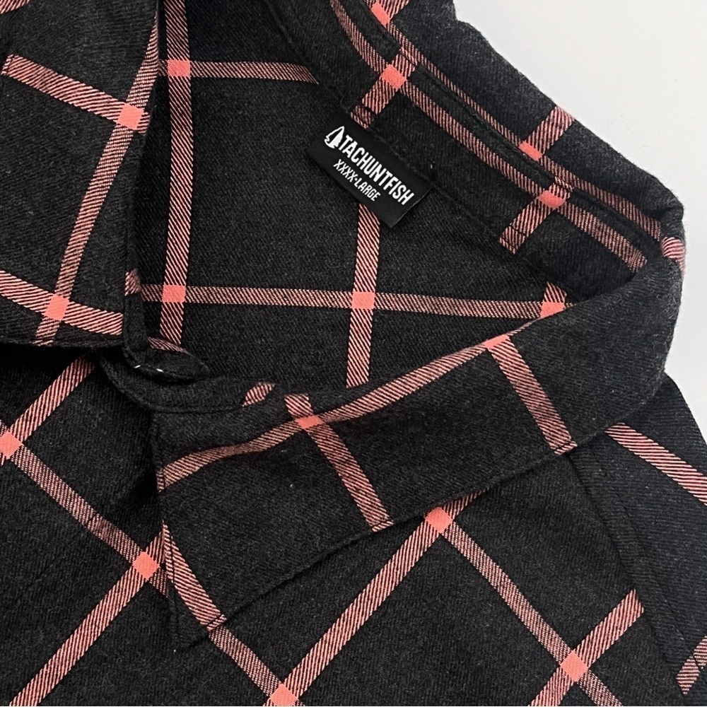 TacHuntFish NWOT 4XL Men's Black Plaid Check Flannel Long Sleeve THF